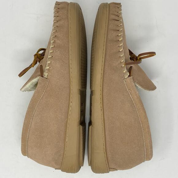 Cabelas Suede Sherpa Slippers Mens Size 12 M Cozy Cabincore Neutral - Picture 6 of 12